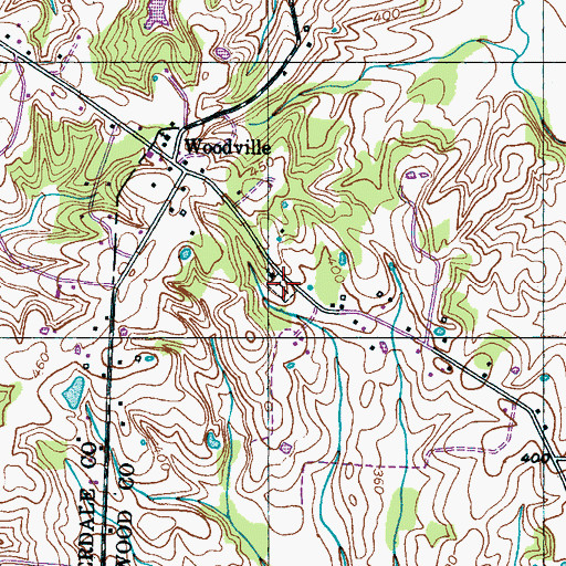 Topographic Map of Woodville Cemetery, TN