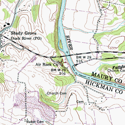Topographic Map of Air Rock School (historical), TN