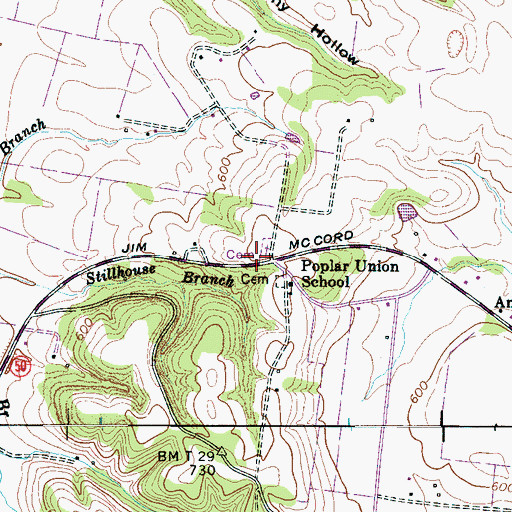 Topographic Map of Anderson Chapel (historical), TN