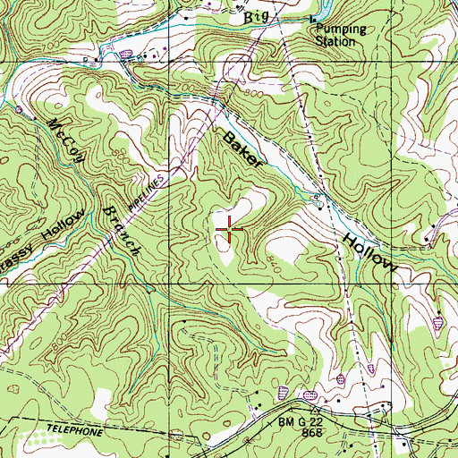 Topographic Map of Baker Hollow Prospect, TN