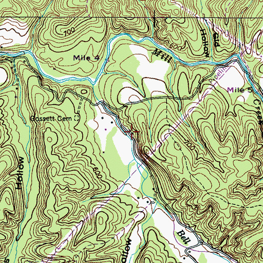 Topographic Map of Bell Branch School (historical), TN