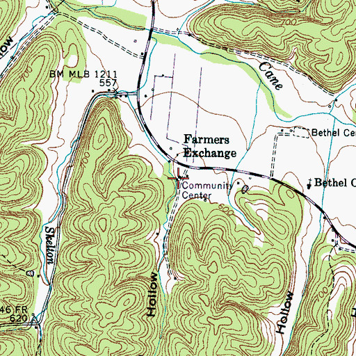 Topographic Map of Bethel School (historical), TN
