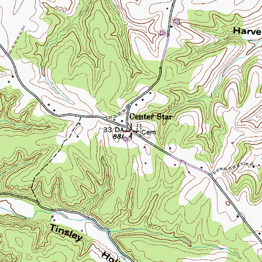 Topographic Map of Center Star Church, TN
