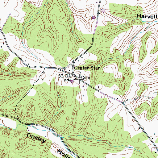 Topographic Map of Center Star School (historical), TN