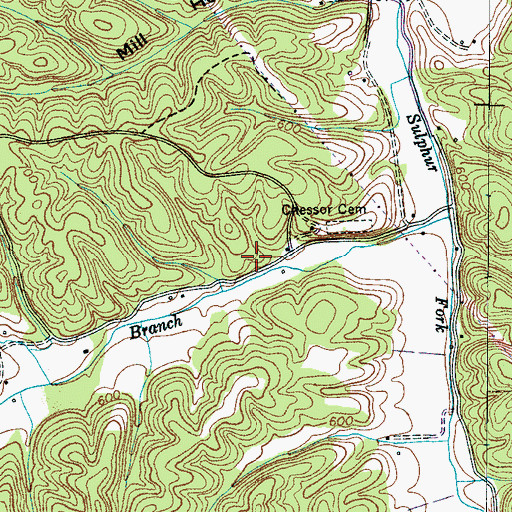 Topographic Map of Chessor Mine, TN