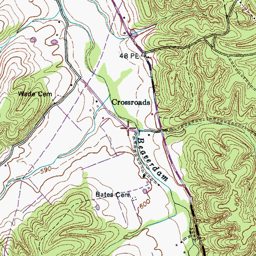 Topographic Map of Crossroads Church (historical), TN