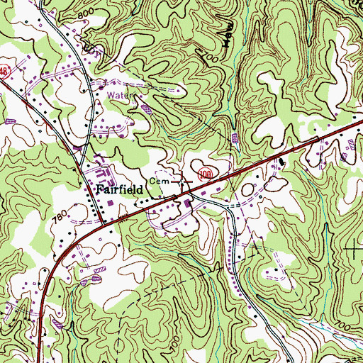 Topographic Map of Fairfield Baptist Church, TN