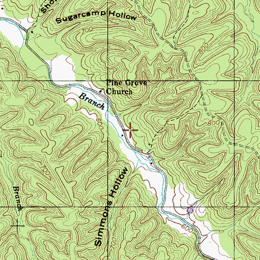 Topographic Map of Falls Branch Mine, TN
