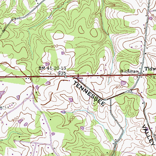 Topographic Map of Five Point Church, TN