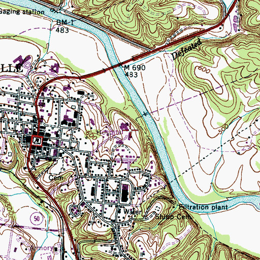 Topographic Map of Saint Thomas Hickman Hospital, TN
