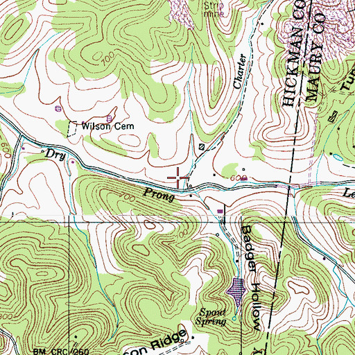 Topographic Map of Jones Valley Cemetery, TN