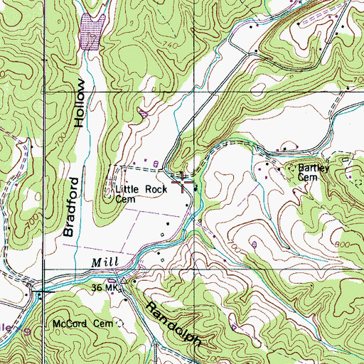 Topographic Map of Little Rock School (historical), TN