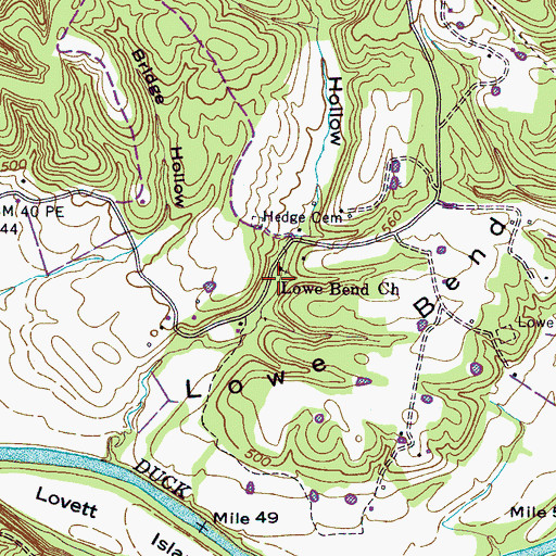 Topographic Map of Lowe Bend School (historical), TN