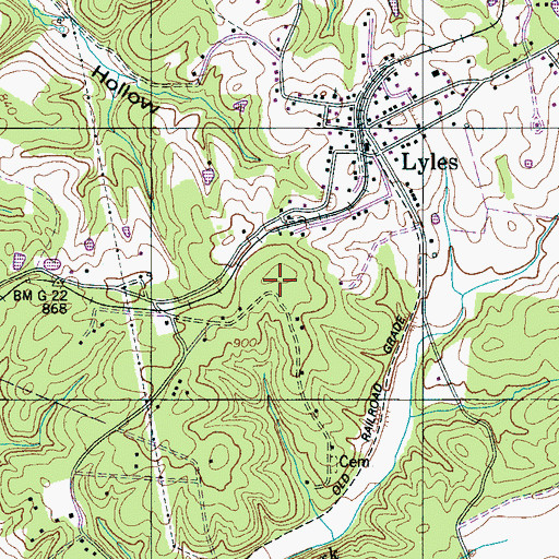 Topographic Map of Lyles Prospect, TN