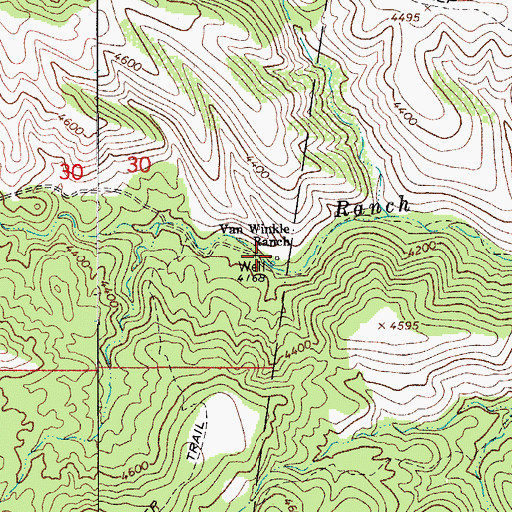 Topographic Map of Van Winkle Ranch, AZ