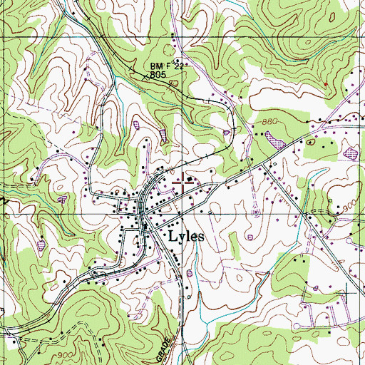 Topographic Map of Lyles School (historical), TN