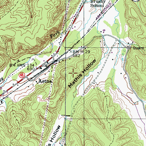 Topographic Map of Mathis Hollow Mine, TN