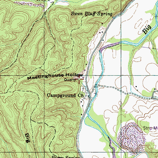 Topographic Map of Meetinghouse Hollow Mine, TN