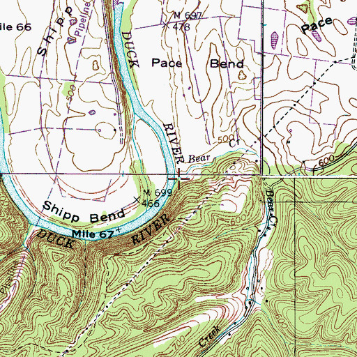 Topographic Map of Metal Landing, TN