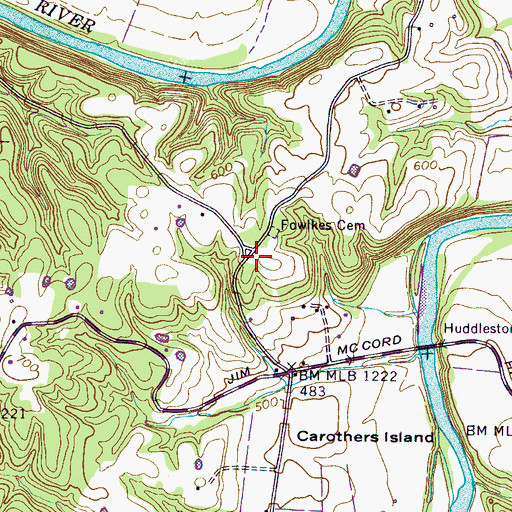 Topographic Map of Mount Carmel School (historical), TN