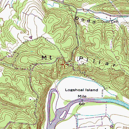 Topographic Map of Mount Pillar School (historical), TN