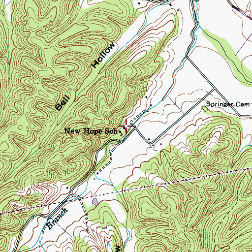 Topographic Map of New Hope Baptist Church, TN