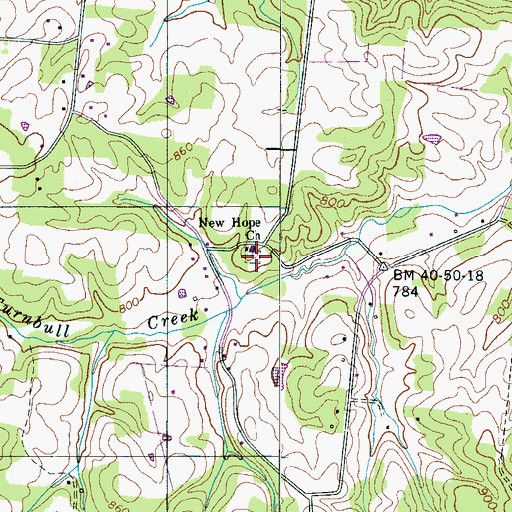 Topographic Map of New Hope Cemetery, TN