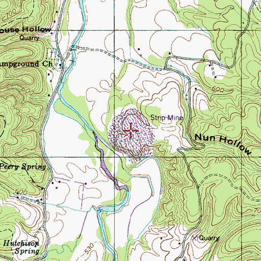 Topographic Map of Nun Hollow Mine, TN
