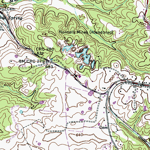 Topographic Map of Nunnelly School (historical), TN