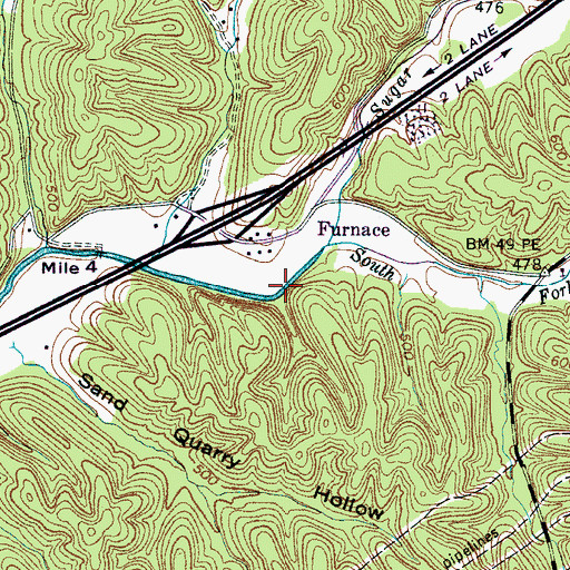 Topographic Map of Old Furnace School (historical), TN