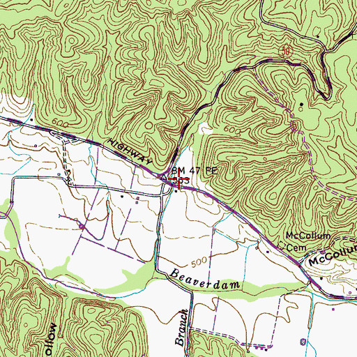 Topographic Map of Settle Point School (historical), TN