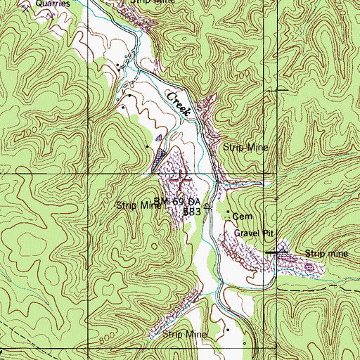 Topographic Map of Ugly Creek Mines, TN