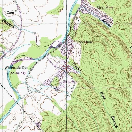 Topographic Map of Upper Pine Branch Mines, TN