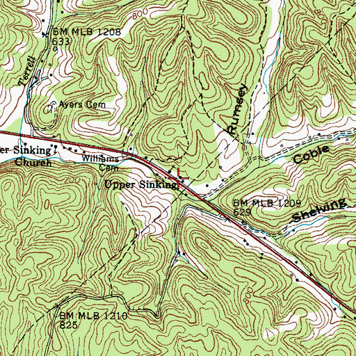 Topographic Map of Upper Sinking School (historical), TN