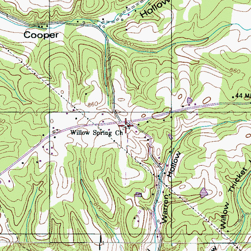Topographic Map of Willow Spring Cemetery, TN