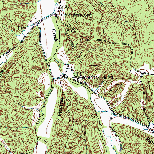 Topographic Map of Wolf Creek Cemetery, TN