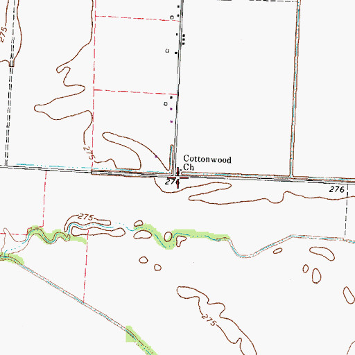 Topographic Map of Cotonwood School (historical), TN