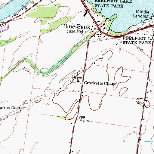 Topographic Map of Crocketts Cemetery, TN