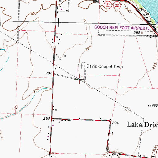 Topographic Map of Davis Chapel (historical), TN