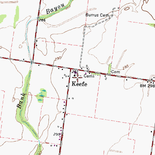 Topographic Map of Keefe Cemetery, TN