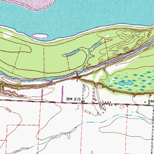 Topographic Map of Old Slough Landing (historical), TN