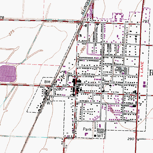 Topographic Map of Ridgely City Hall, TN
