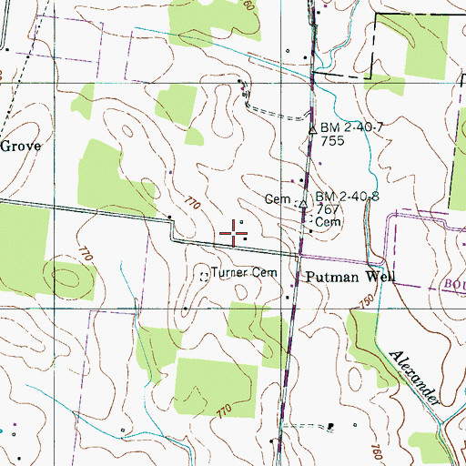 Topographic Map of Allen Cemetery, TN