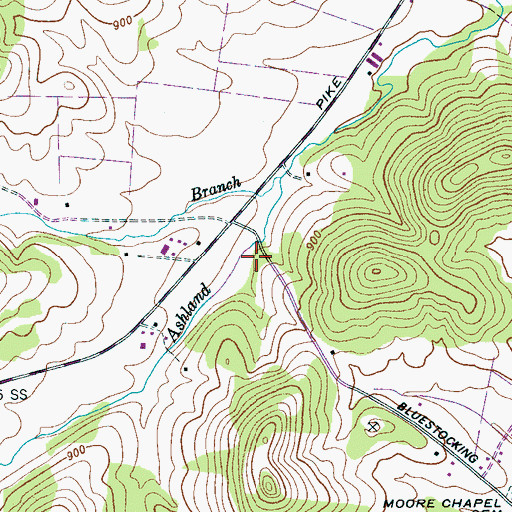 Topographic Map of Ashland School (historical), TN