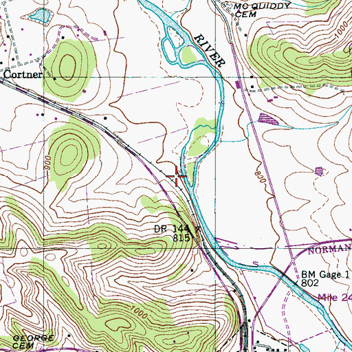 Topographic Map of Austin Cemetery, TN