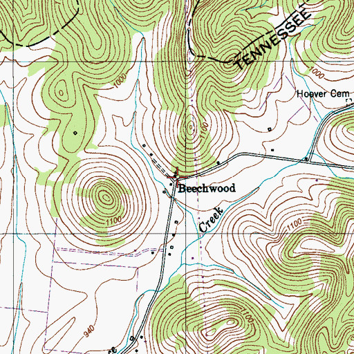 Topographic Map of Beechwood Church, TN