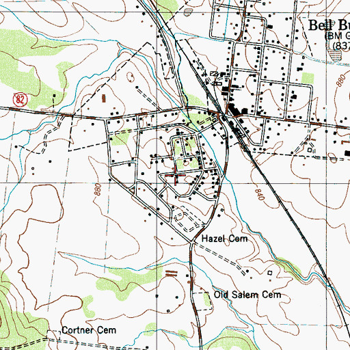 Topographic Map of Bell Buckle School (historical), TN