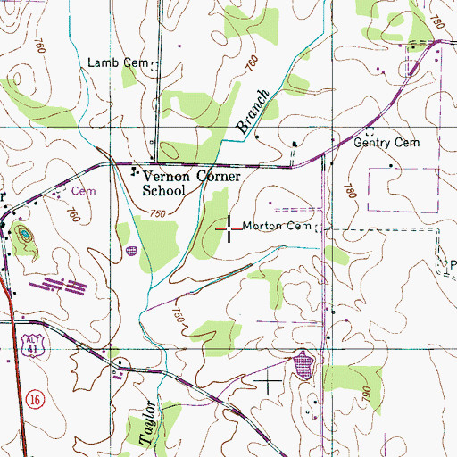 Topographic Map of Byler-Marchant Cemetery, TN