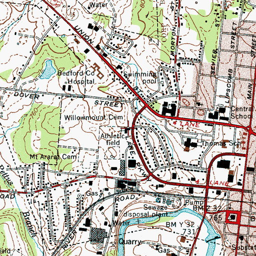 Topographic Map of Calvary Baptist Church, TN
