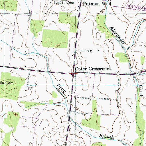 Topographic Map of Carter Crossroads, TN